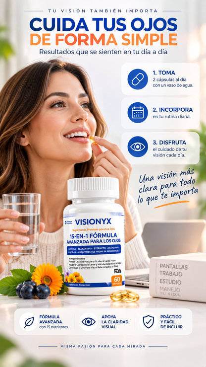 VISIONYX™ – Vitaminas para tus Ojos y Alivio de la Fatiga Visual