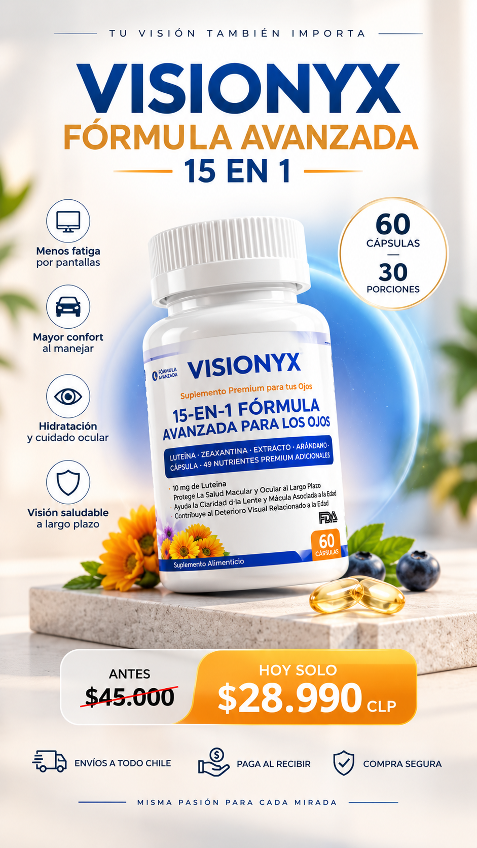 VISIONYX™ – Vitaminas para tus Ojos y Alivio de la Fatiga Visual