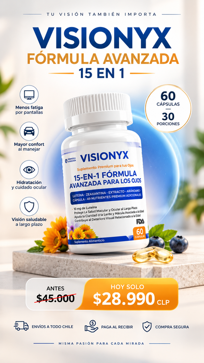 VISIONYX™ – Vitaminas para tus Ojos y Alivio de la Fatiga Visual