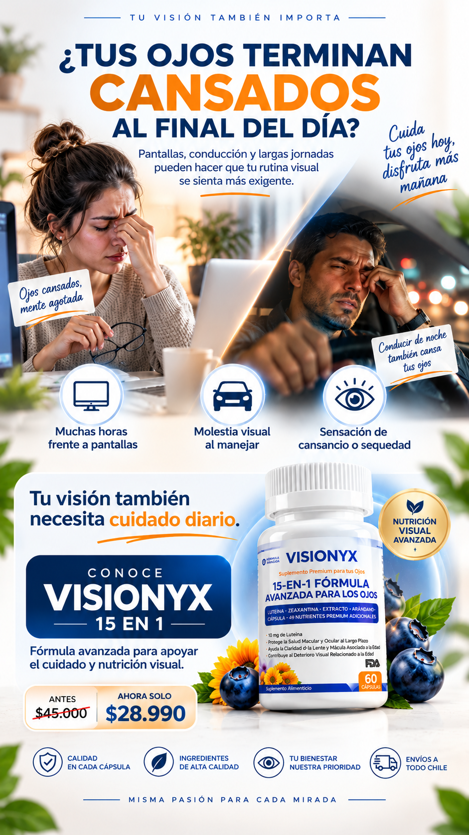 VISIONYX™ – Vitaminas para tus Ojos y Alivio de la Fatiga Visual