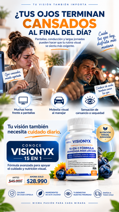 VISIONYX™ – Vitaminas para tus Ojos y Alivio de la Fatiga Visual