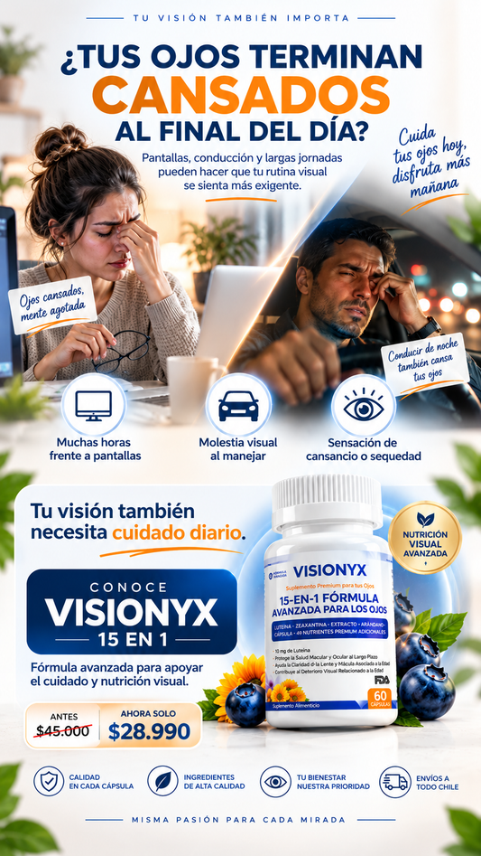 VISIONYX™ – Vitaminas para tus Ojos y Alivio de la Fatiga Visual